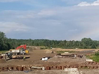 Rainbow forming over Felts Brook Box Culvert Area